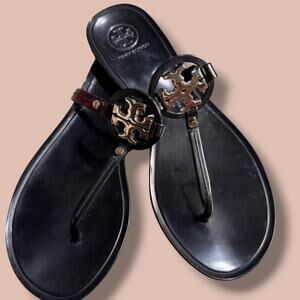 Women's Size 6M TORY BURCH Miller Jelly Thong Sandals Black Barely Worn